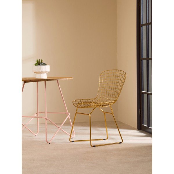 Kovová jídelní židle ve zlaté barvě District – Premier Housewares-image-1