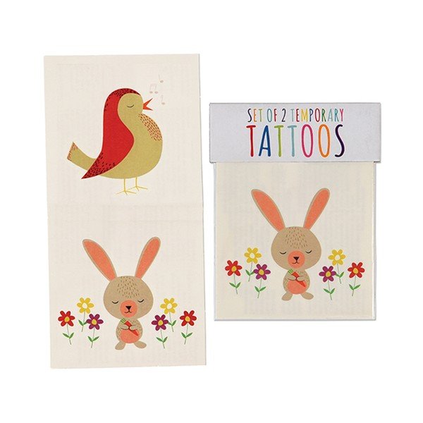 Sada 2 dočasných tetování s motivem králíčků a ptáčků Rex London Bunny and Bird-image-1