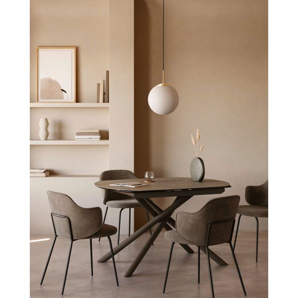 Rozkládací jídelní stůl s přídavnou deskou s keramickou deskou 100x130 cm Yodalia – Kave Home-image-1