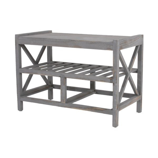 Šedý botník s lavicí Mendler Shabby-image-2