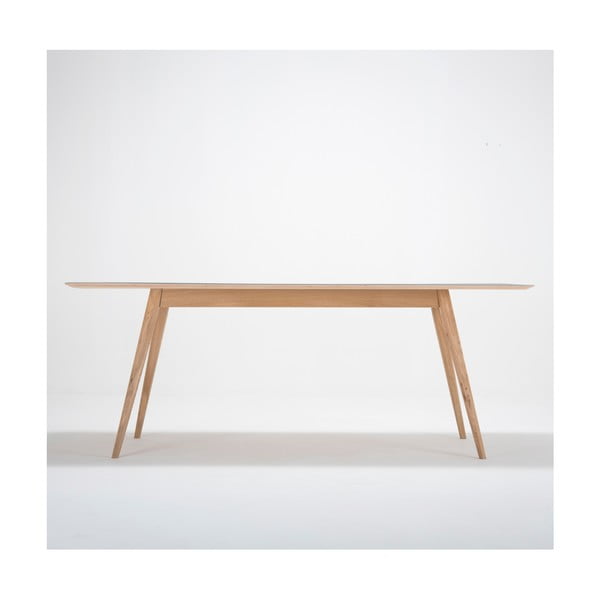 Jídelní stůl z masivního dubového dřeva s tmavě modrou deskou Gazzda Linn, 200 x 90 cm-image-4