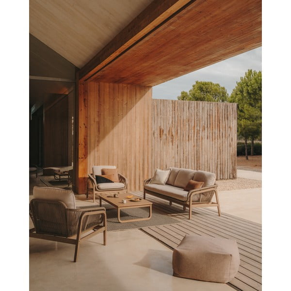 Zahradní lounge set z masivu akácie pro 5 v béžovo-přírodní barvě Vellana – Kave Home-image-1