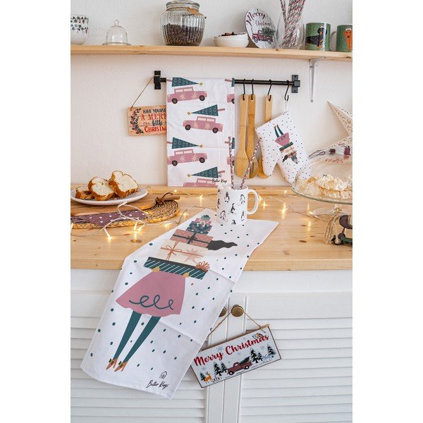 Bavlněné utěrky s vánočním motivem v sadě 2 ks 50x70 cm A Lots of Gifts – Butter Kings-image-1