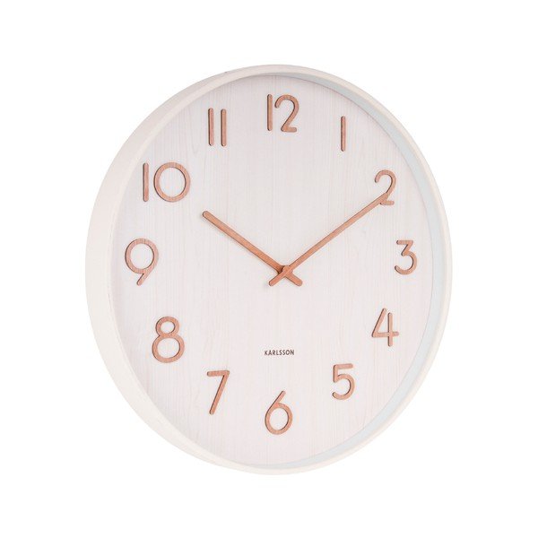 Bílé nástěnné hodiny z lipového dřeva Karlsson Pure Medium, ø 40 cm-image-1