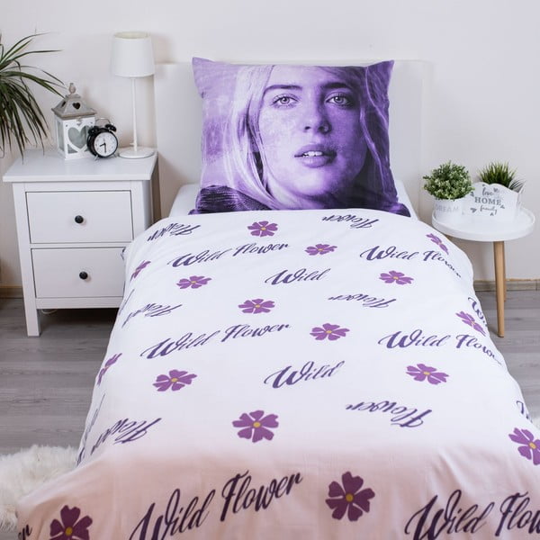Fialové bavlněné dětské povlečení na jednolůžko 200x140 cm Billie Eilish – Jerry Fabrics-image-2
