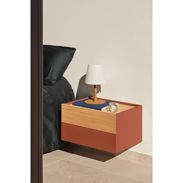 Noční stolek v dekoru dubu v cihlovo-přírodní barvě Otto – Teulat-image-1