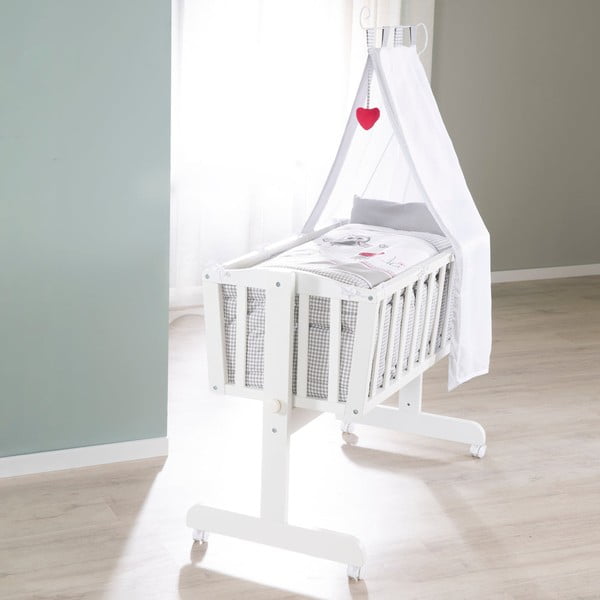 Bílá kolébka na kolečkách s nebesy 40x90 cm Adam & Eule – Roba-image-4