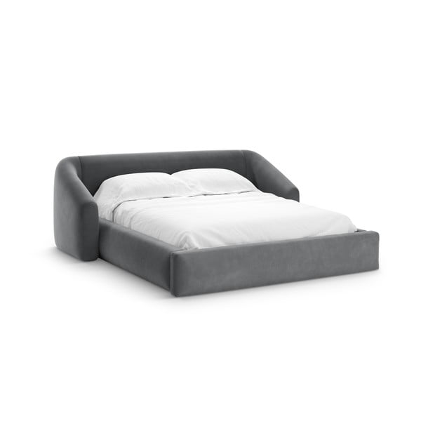 Šedá čalouněná dvoulůžková postel s úložným prostorem s roštem 140x200 cm Campi – Cosmopolitan Design