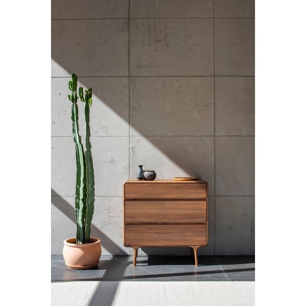 Hnědá komoda z ořechového dřeva 90x90x45 cm Fawn – Gazzda-image-1