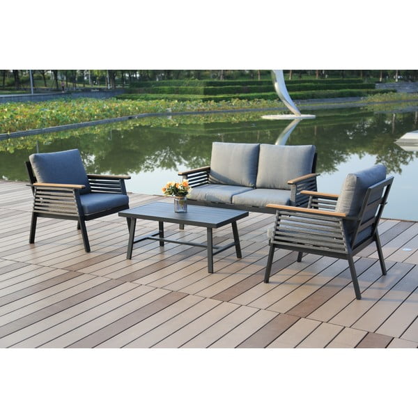 Tmavě šedý hliníkový zahradní lounge set pro 4 Denia – Garden Pleasure-image-1