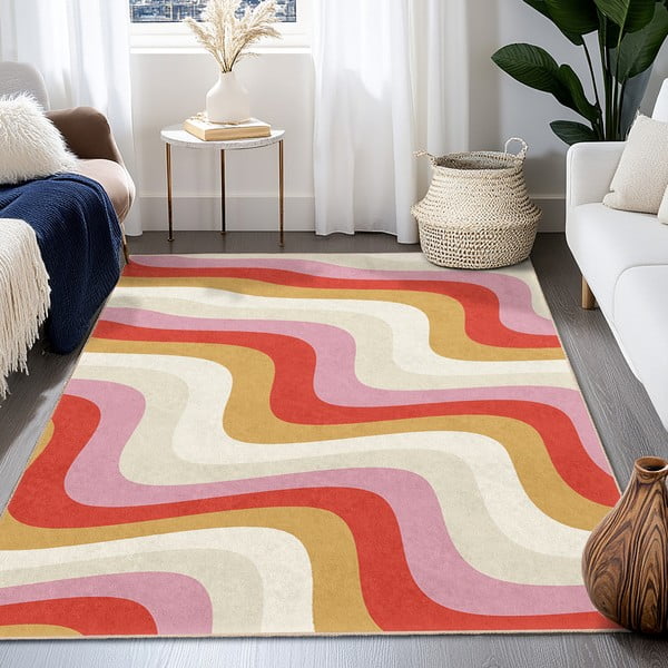 Žlutý/růžový pratelný koberec 80x150 cm Creamy Raspberry Swirl – Mila Home-image-4