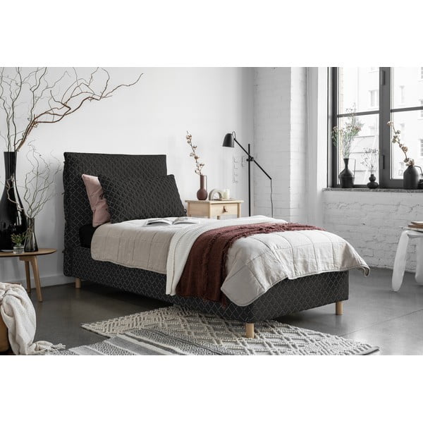 Černá čalouněná jednolůžková postel s roštem 90x200 cm Sleepy Luna – Miuform-image-1