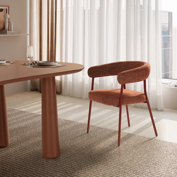 Čalouněná jídelní křesla v sadě 2 ks s područkami v terakotové barvě Yuri – MOME-image-2