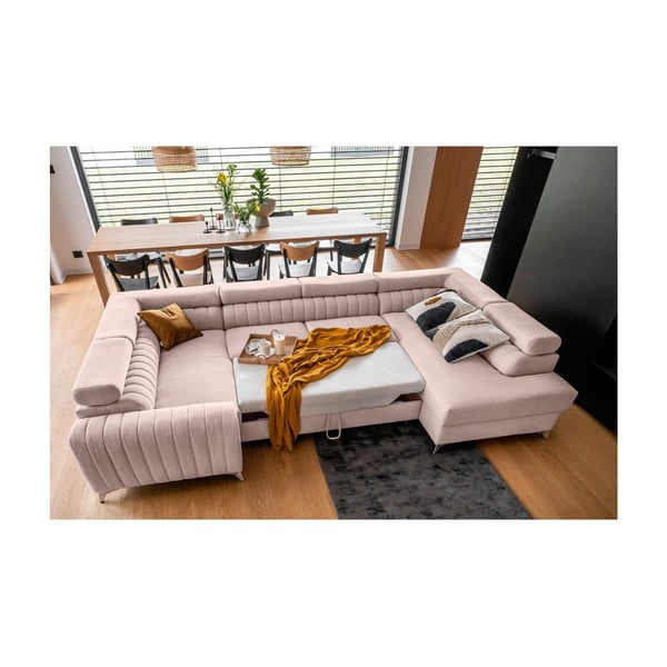 Růžová rozkládací/s úložným prostorem rohová pohovka (pravý roh/do "U") Louis – ELTAP-image-3