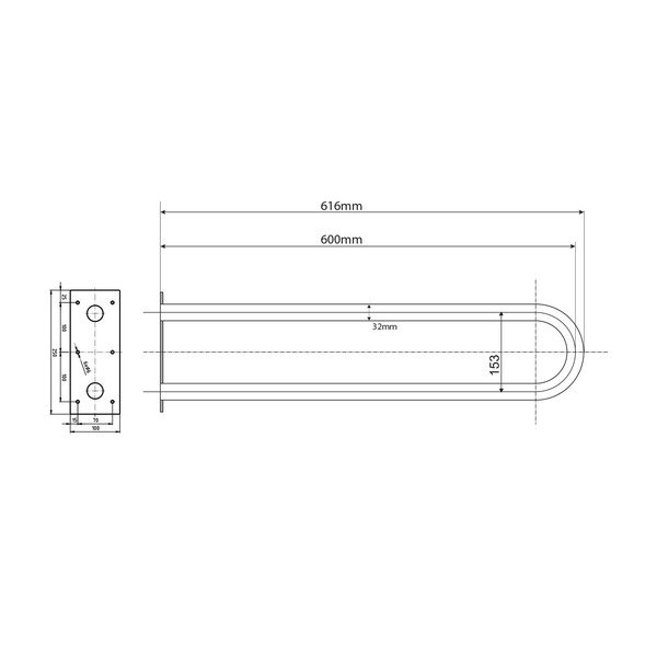 Nástěnné madlo do koupelny z nerezové oceli 62 cm Handicap U – Sapho-image-2
