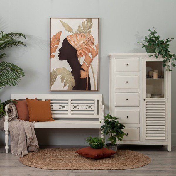Bílá vysoká komoda z masivu mindi 95x150 cm Luanco – Ixia-image-1