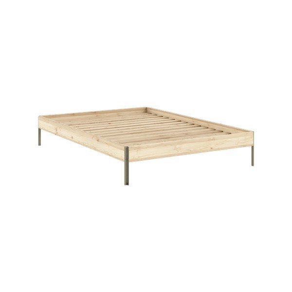 Dvoulůžková postel z borovicového dřeva bez čela s roštem 160x200 cm v přírodní barvě Core – Karup Design