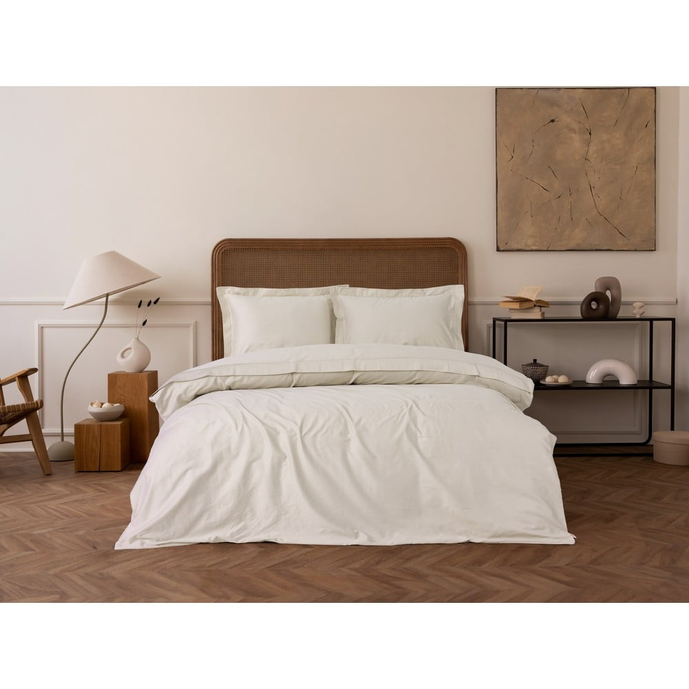 Béžové povlečení na dvoulůžko/prodloužené z bavlněného saténu 240x220 cm Elegant – Mijolnir