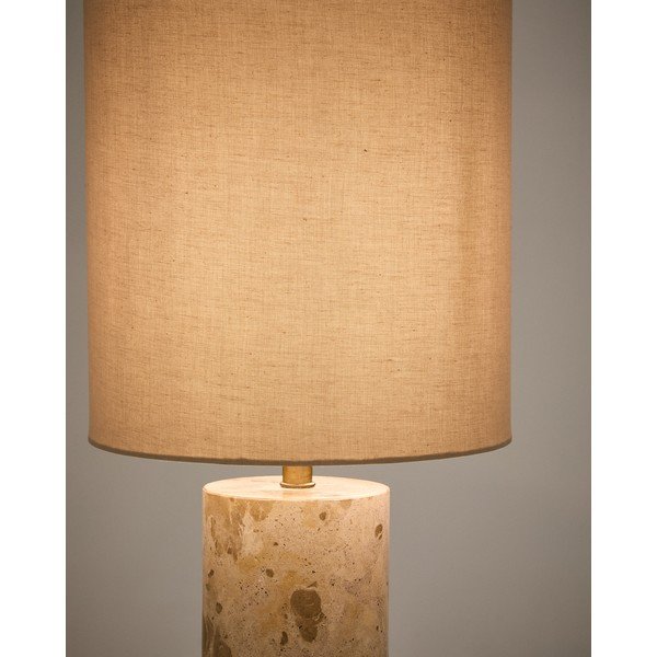 Béžová mramorová stolní lampa s textilním stínidlem (výška 54 cm) Raze – Kave Home-image-1