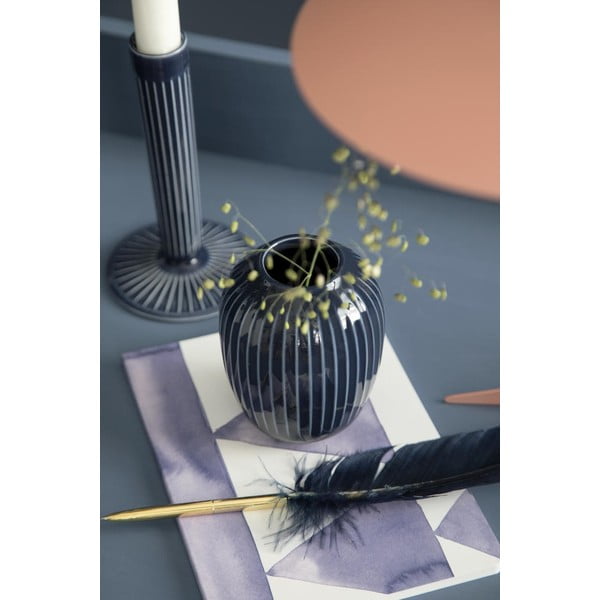 Tmavě modrá kameninová váza Kähler Design Hammershoi, ⌀ 8,5 cm-image-1