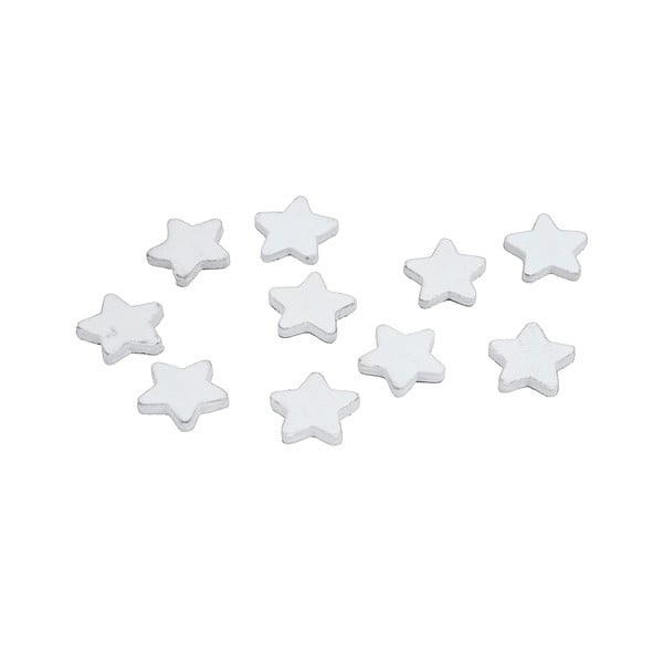 Sada 10 bílých dřevěných ozdob Ego Dekor Star