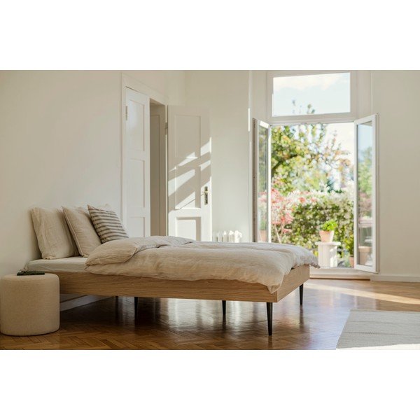 Černá dvoulůžková postel z dřevotřísky bez čela s roštem 200x200 cm Streiko – noo.ma-image-2