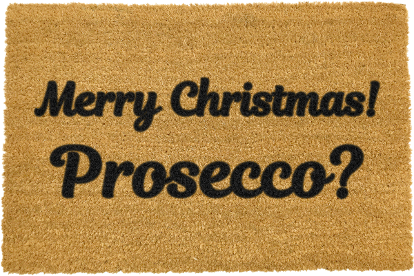 Černá rohožka z přírodního kokosového vlákna Artsy Doormats Merry Prosecco, 40 x 60 cm