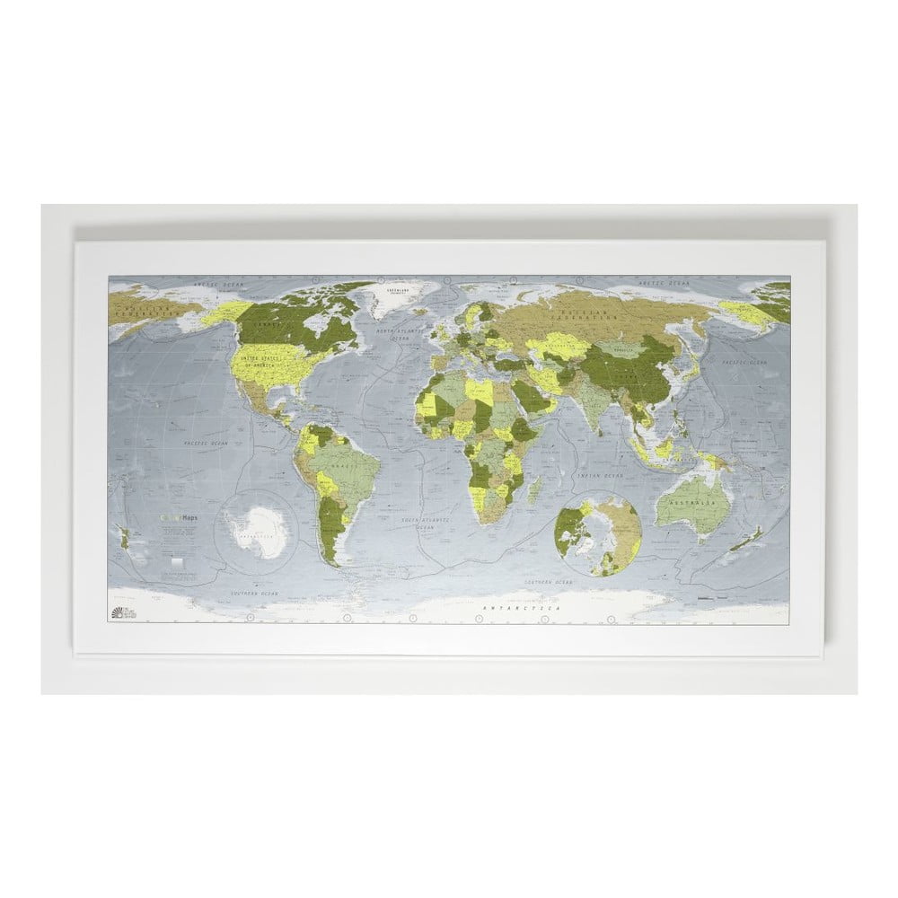 Zelená mapa světa The Future Mapping Company Colour Map, 130 x 72 cm