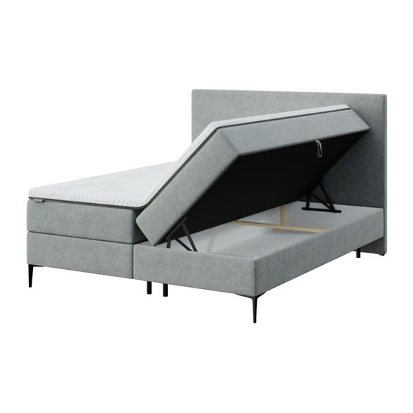 Šedá boxspring postel s úložným prostorem 160x200 cm Bufo – MESONICA-image-2