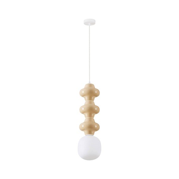 Bílé/krémové keramické závěsné svítidlo se skleněným stínidlem ø 18 cm Clio – Nova Luce