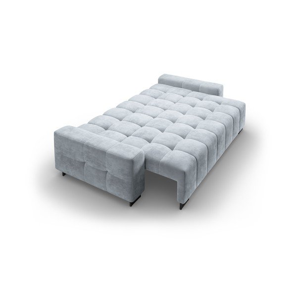 Světle modrá sametová rozkládací pohovka s úložným prostorem  250 cm Wicklow – Cosmopolitan Design-image-4