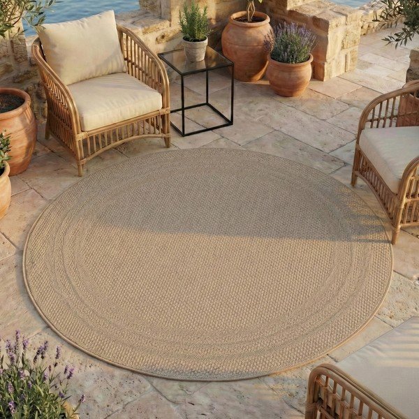 Béžový kulatý vnitřní a venkovní koberec ø 80 cm Desert 1304 – Ayyildiz Carpets-image-1