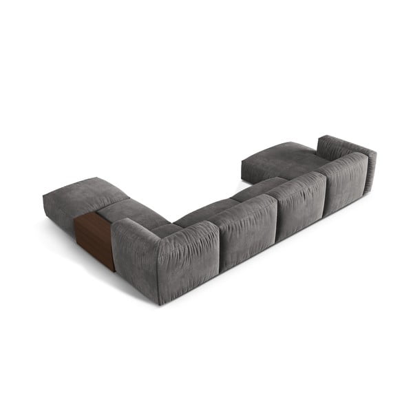 Šedá sametová modulární rohová pohovka (pravý roh/do "U") Martina – Micadoni -image-2