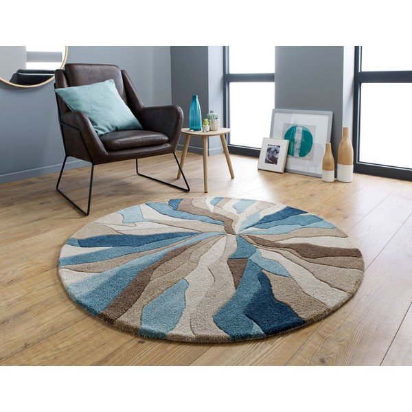 Modrý koberec Flair Rugs Splinter, ⌀ 135 cm-image-4