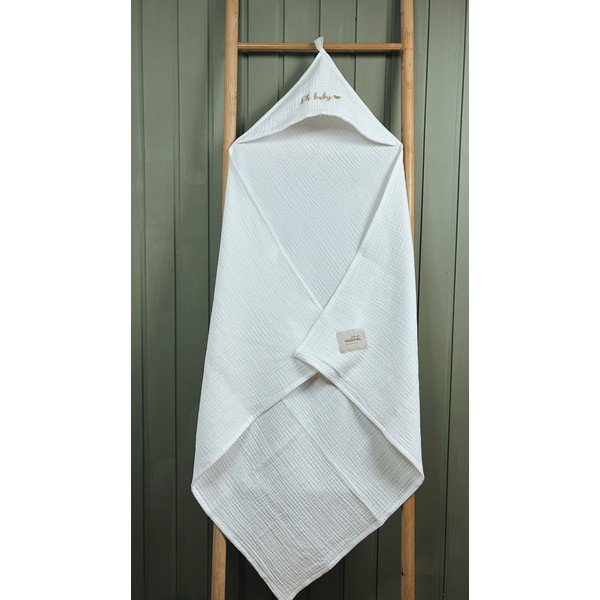 Bílá mušelínová dětská osuška s kapucí 85x85 cm Muslin – Malomi Kids-image-4
