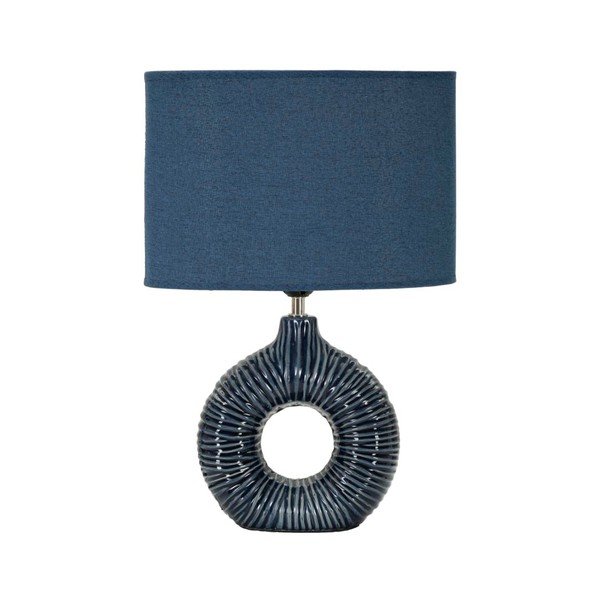 Modrá keramická stolní lampa s textilním stínidlem (výška 43 cm) Seta – Mauro Ferretti