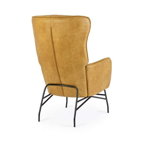 Křeslo z imitace kůže v hořčicové barvě Nasira – Bizzotto-image-4