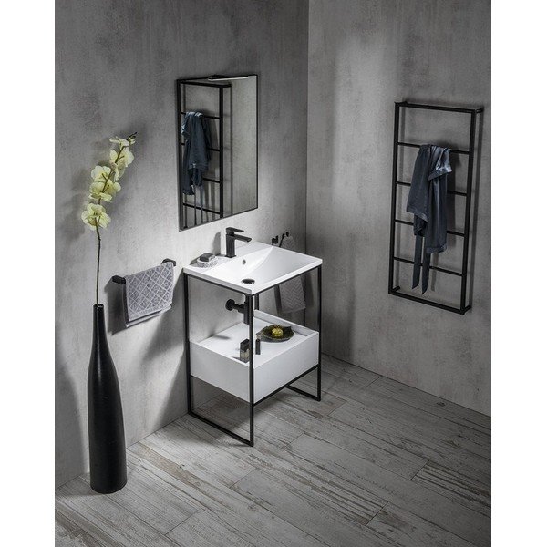 Černý ocelový nástěnný stojan na ručníky Sapho Ska-image-1