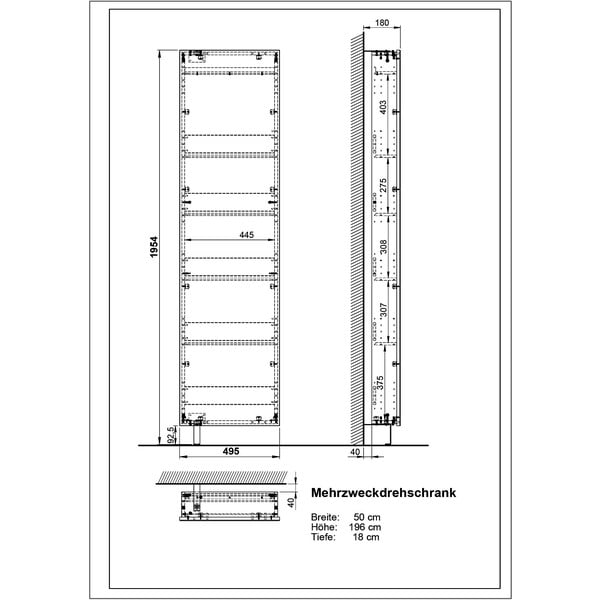 Antracitová předsíňová skříňka 50x195x18 cm Rotary – Germania-image-4