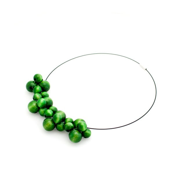 Zelený dřevěný náhrdelník Ko–ra–le Bubbles