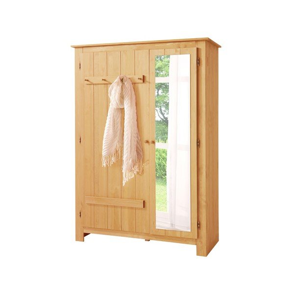 Šatní skříň z borovicového dřeva se zrcadlem v přírodní barvě 120x170 cm Bertram – Støraa-image-1