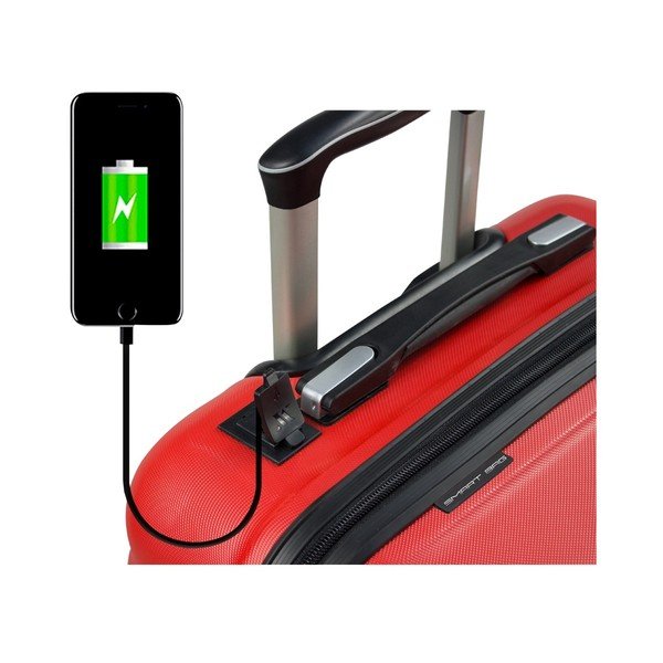 Sada 2 červených cestovních kufrů na kolečkách s USB porty My Valice LASSO Cabin & Medium-image-2