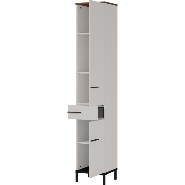 Šedobéžová vysoká koupelnová skříňka v dekoru ořechu 34x190 cm Yonkers - Germania-image-2