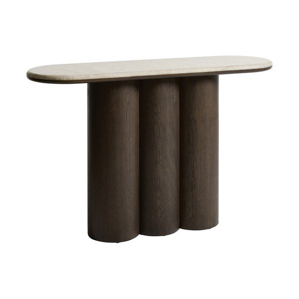 Konzolový stolek s mramorovou deskou  v tmavě přírodní barvě 38x120 cm Piazze – Unique Furniture