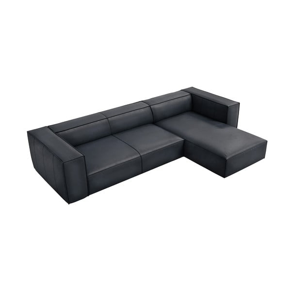 Tmavě modrá kožená rohová pohovka (pravý roh) Madame – Windsor & Co Sofas-image-1