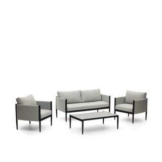 Šedý kovový zahradní lounge set pro 4 Satuna – Kave Home