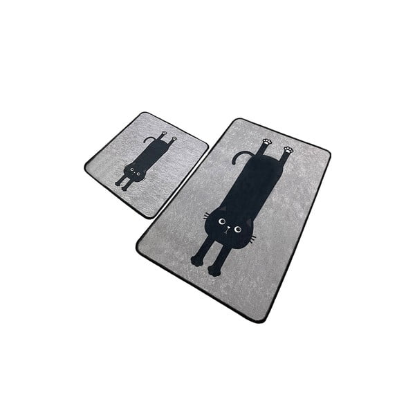 Černo-šedé koupelnové předložky v sadě 2 ks 60x100 cm Comfort – Foutastic-image-4