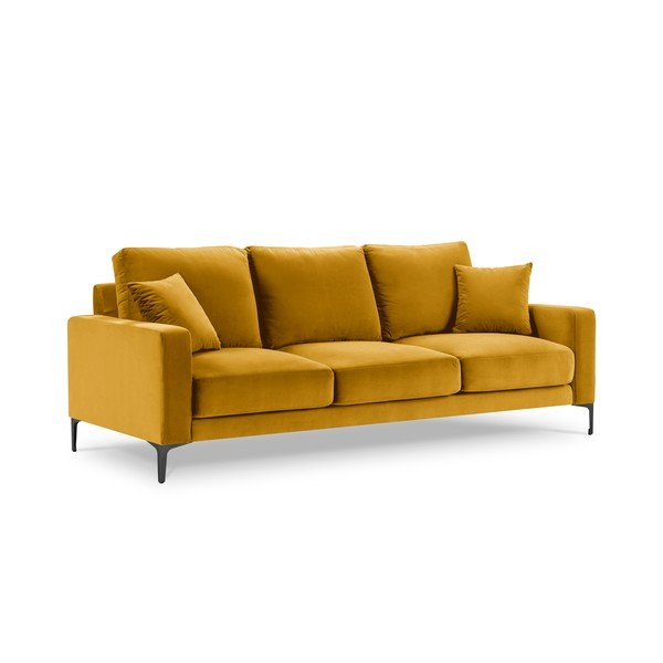 Žlutá sametová pohovka Kooko Home Harmony, 220 cm-image-2