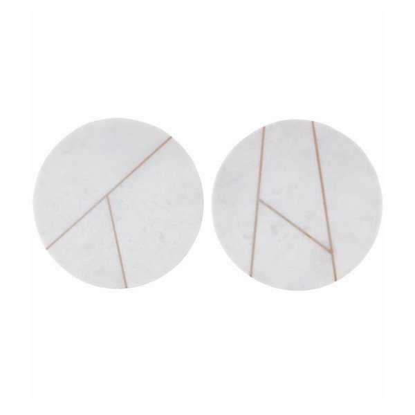 Sada 2 mramorových podložek Marble White, 18 cm
