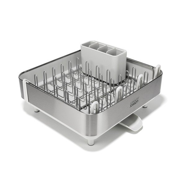 Nastavitelný plastový odkapávač ve stříbrné barvě 35,5x38 cm Extend Steel Plus – Joseph Joseph